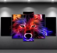Quadros Decorativos Mosaico Decorativo Lobo Neon" Quadros Decorativos Mosaico Decorativo Lobo Neon"