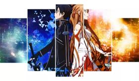 Quadros Decorativos Mosaico Kirito E Asuna Sword Art Online"