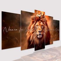 Quadros Decorativos mosaico Leão Coroa Dourada