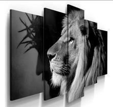 Quadros Decorativos Mosaico Leão de Judá Preto e Branco