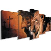 Quadros Decorativos Mosaico Leão Judá Rei Cruz Jesus Religioso