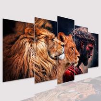 Quadros Decorativos mosaico Leão, Leoa e Cristo