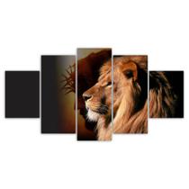 Quadros Decorativos Mosaico MDF Leão de Judá Jesus 115x60cm Quadros Decorativos Mosaico MDF Leão de Judá Jesus 115x60cm