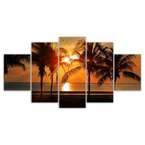 Quadros Decorativos Mosaico MDF por do sol Coqueiros