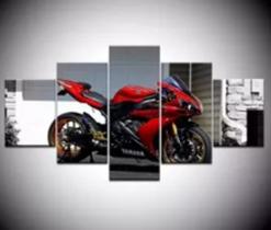 Quadros Decorativos Mosaico Moto Vermelha"