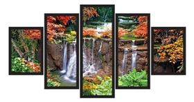 Quadros Decorativos Mosaico Paisagem Queda D'água Naturez"