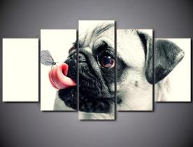 Quadros Decorativos Mosaico Pug Borboleta"