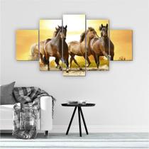 Quadros Decorativos Mosaico Quarto Cavalos 5 Peças