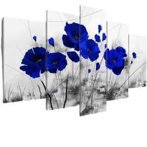 Quadros Decorativos Mosaico Sala Flores Azuis Rosas Azul - NEYRAD