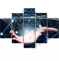Quadros Decorativos Mosaico Tecnologia Fundo Azul"