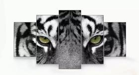 Quadros Decorativos Mosaico Tigre Preto E Branco"