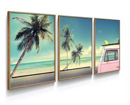 Quadros Decorativos Mosaico Viagem Praia Kombi Surf"