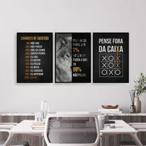 Quadros Decorativos Motivação Preto Lobo Kit 3 Peças 28x40cm Quadros Decorativos Motivação Preto Lobo Kit 3 Peças 28x40cm
