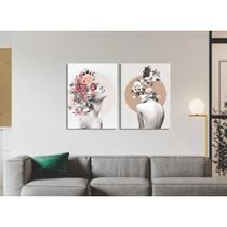 Quadros Decorativos Mulher Florescendo 30x45cm para Parede Sala Quarto Salão de Beleza Flores