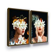 Quadros Decorativos Mulheres com Flor Grande Realista Quadros Decorativos Mulheres com Flor Grande Realista