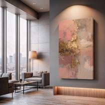 Quadros Decorativos Névoa Rosada 90x60 Moderno Luxo Sala Quarto Escritório