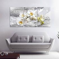 Quadros Decorativos Orquidea Branca 180x60 Mosaico 3 Peças