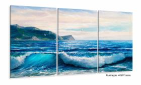 Quadros Decorativos Paisagem Mar Praia Recepção Sala 120x60 3 peças