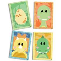 Quadros decorativos para Festa Dino Baby 4 uni - Festcolor - Inspire sua Festa Loja