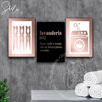 Quadros Decorativos Para Lavanderia Preto e Rosê Gold