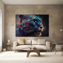 Quadros Decorativos para Quarto Sala 130x90 Onça Colorida Grande Escritório Hall