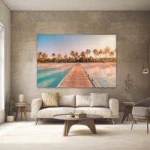 Quadros Decorativos para Quarto Sala 130x90 Paisagem Praia Pier Horizontal Grande Escritório Hall