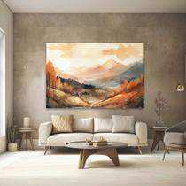 Quadros Decorativos para Quarto Sala 40x60 Paisagem Montanhas Marrom e Bege Desenho Grande Escritório Hall