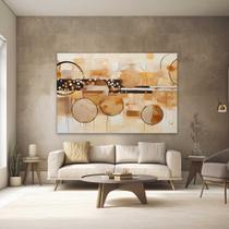 Quadros Decorativos para Quarto Sala 90x60 Abstrato Pintura Arte Marrom Bege Creme Grande Escritório Hall