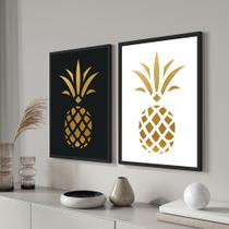 Quadros decorativos para sala Abacaxi Dourado Cozinha - Imperio do Quadro