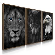 Quadros Decorativos Para Sala Animais Leão Lobo Águia - DECOREIRO