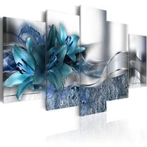 quadros decorativos para sala flores azul turquesa abstratos modernos - KyMe