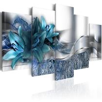quadros decorativos para sala flores azul turquesa abstratos modernos - KyMe