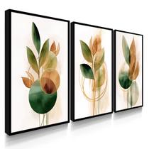 Quadros Decorativos Para Sala Flores Trio 55x40 Com Moldura