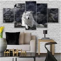 Quadros Decorativos para Sala Lobo Branco Mosaico Placa MDF