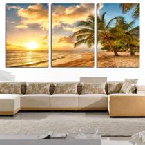 Quadros Decorativos Para Sala Praia Coqueiro Sol Mar Canvas