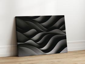 Quadros Decorativos para Sala Quarto Abstrato 3d Preto 40x60 Linha Premium Tela Impressa nas laterais