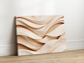 Quadros Decorativos para Sala Quarto Abstrato Ondas Bege 40x60 Linha Premium IMpresso nas Laterais
