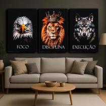Quadros decorativos para sala quarto disciplina arte foco leão a venda