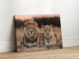 Quadros Decorativos para Sala Quarto Leão Familia 1 Filhote 90x60 Linha Premium Tela Impressa nas laterais Quadros Decorativos para Sala Quarto Leão Familia 1 Filhote 90x60 Linha Premium Tela Impressa nas laterais
