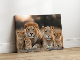 Quadros Decorativos para Sala Quarto Leão Familia 3 Filhote 90x60 Linha Premium Tela Impressa nas laterais Quadros Decorativos para Sala Quarto Leão Familia 3 Filhote 90x60 Linha Premium Tela Impressa nas laterais