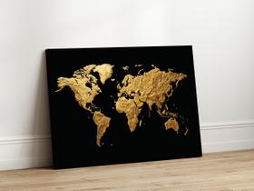 Quadros Decorativos para Sala Quarto Mapa Mundo Preto Luxo 40x60 Linha Premium Tela Impressa nas laterais Quadros Decorativos para Sala Quarto Mapa Mundo Preto Luxo 40x60 Linha Premium Tela Impressa nas laterais