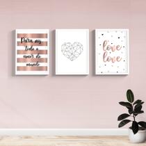 Quadros Decorativos Para Sala Quarto Moldura e Vidro Com Frases Geométrico