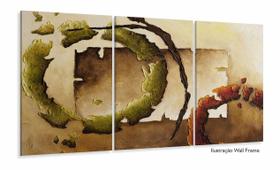 Quadros Decorativos Pintura Abstrato Sala Escritório 120x60 mosaico 3 peças em tecido