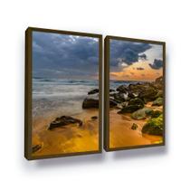 Quadros Decorativos Praia Pôr Do Sol Quarto Kit com 2