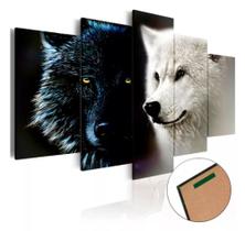 quadros decorativos Preto E Branco Casal Lobo"