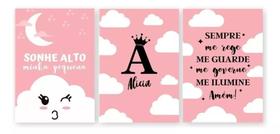 Quadros Decorativos Quarto De Bebê Nome Personalizado Alicia Criança Menina Rosa Oração 20x30 3mm 4k