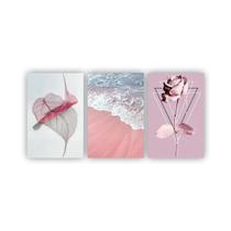 Quadros Decorativos quarto Floral Praia Rosa 60x40 - X4 Adesivos