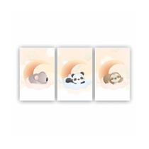 Quadros Decorativos quarto Infantil Safari Koala, Panda e Preguiça