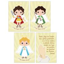 Quadros Decorativos Religioso 3 Arcanjos e Oração Santo Anjo Kit 4 peças 20x30cm
