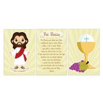 Quadros Decorativos Religioso Jesus, Oração Pai Nosso, Pão e Vinho Kit 3 peças 20x30